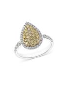 Bloomingdale's White & Yellow Diamond Pear Cluster Halo Ring In 14k Yellow & White Gold, 0.8 Ct. T.w. - 100% Exclusive