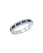 Kc Designs 14k White Gold Diamond & Sapphire Stacking Ring