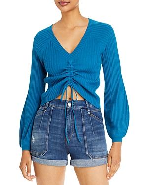 Aqua Ribbed Drawstring Cashmere Sweater - 100% Exclusive