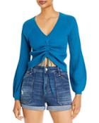 Aqua Ribbed Drawstring Cashmere Sweater - 100% Exclusive