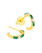 Suzanne Kalan 18k Yellow Gold Emerald & Diamond Small Hoop Earrings