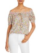 Status By Chenault Ditsy Floral Puff Sleeve Peasant Top