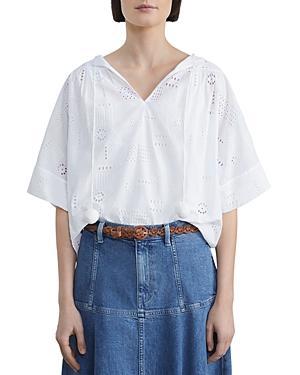 Lafayette 148 New York Elora Tie Neck Eyelet Blouse