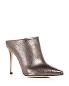 Sergio Rossi Women's Godiva Leather High Heel Pointed Toe Mules