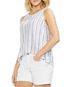 Vince Camuto Striped Linen Lace-up Tank