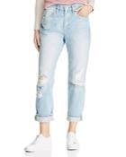 Frame Cuffed Distressed Straight-leg Jeans In Glacier Park