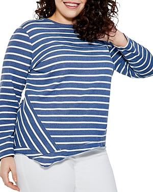 Nic And Zoe Plus Angled Striped Asymmetric Top