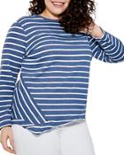 Nic And Zoe Plus Angled Striped Asymmetric Top