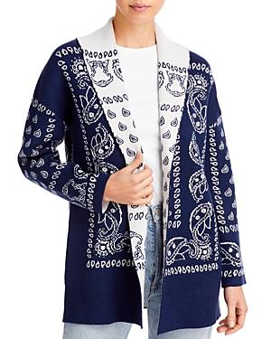 T Tahari Patterned Jacquard Open Front Cardigan