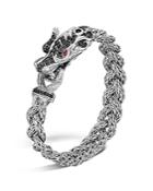 John Hardy Sterling Silver Naga Small Braided Chain Dragon Head Bracelet With Black Sapphire And Ruby Eyes