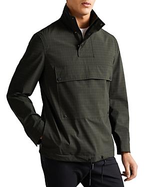 Ted Baker Grid Pattern Quarter Zip Pullover Jacket