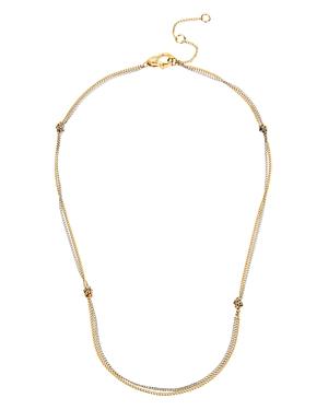 Allsaints Two-tone Knotted Double-strand Delicate Chain Necklace, 15