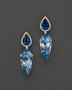 Vianna Brasil 18k White Gold Earrings With Blue Topaz, London Blue Topaz And Diamond Accents