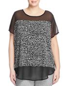 Vince Camuto Plus Fluttering Notes Mixed Media Top