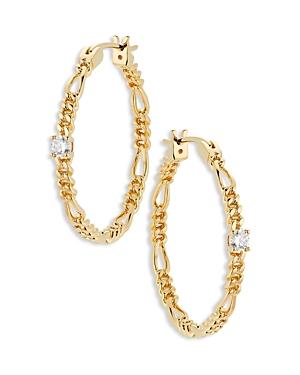 Nadri Pearlfection Cubic Zirconia Frozen Chain Link Hoop Earrings