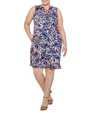 Nic+zoe Plus Sleeveless Botanical Batik Print Dress