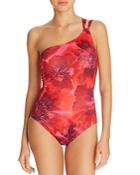 Tommy Bahama Floral Print One Shoulder One Piece Swimsuit