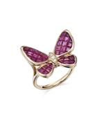 Bloomingdale's Ruby & Diamond Accent Butterfly Ring In 14k Yellow Gold - 100% Exclusive
