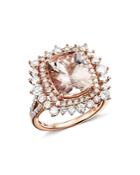 Bloomingdale's Morganite & Diamond Halo Statement Ring In 14k Rose Gold - 100% Exclusive