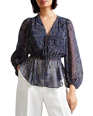 Ted Baker Mildrid Printed Tie Front Blouse