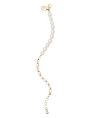 Aqua Cultured Freshwater Pearl Link Bracelet In Gold Tone - 100% Exclusive
