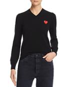 Comme Des Garcons Play Embroidered Logo Wool Sweater