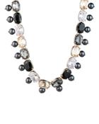 Carolee Cultured Freshwater Pearl & Stone Collar Necklace, 18
