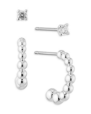 Ajoa By Nadri Stud And Dolly Dot Hoop Earring Set