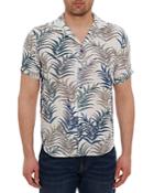 Robert Graham Mar Azul Cotton Cheetah Palm Leaf Print Classic Fit Button Down Shirt