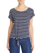 Frame Tie-front Striped Linen Tee