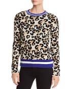 Aqua Striped-trim Leopard Print Sweater - 100% Exclusive
