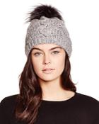 Echo Cable Knit Beanie With Asiatic Raccoon Fur Pom-pom - 100% Bloomingdale's Exclusive