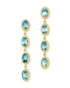 Bloomingdale's Blue Topaz Oval Bezel Set Drop Earrings In 14k Yellow Gold - 100% Exclusive