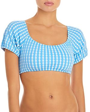 Lemlem Zala Printed Puff Sleeve Bikini Top