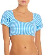 Lemlem Zala Printed Puff Sleeve Bikini Top