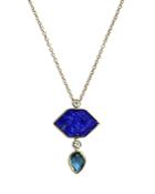 Bloomingdale's Lapis, Blue Topaz & Diamond Pendant Necklace In 14k Yellow Gold, 17 - 100% Exclusive