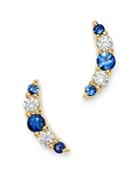 Bloomingdale's Blue Sapphire & Diamond Climber Earrings In 14k Yellow Gold - 100% Exclusive