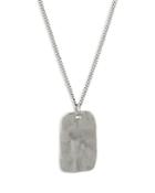 Allsaints Textured Tag Pendant Necklace In Sterling Silver, 28