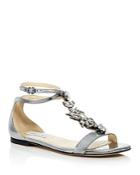 Jimmy Choo Women's Averie Embellished Leather T-strap Sandals