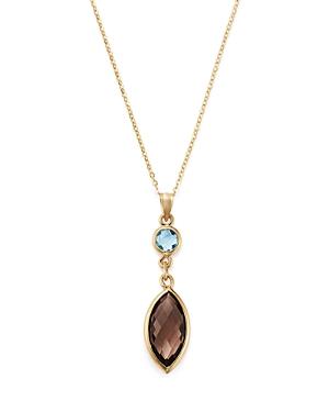 Bloomingdale's Smoky Quartz & Blue Topaz Pendant Necklace In 14k Yellow Gold, 18 - 100% Exclusive