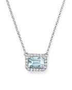 Bloomingdale's Aquamarine & Diamond Pendant Necklace In 14k White Gold, 17 - 100% Exclusive