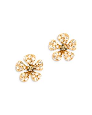 Bloomingdale's White & Brown Diamond Pave Stud Earrings In 14k Yellow Gold, 0.50 Ct. T.w. - 100% Exclusive