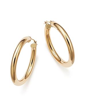 14k Yellow Gold Round Tube Hoop Earrings - 100% Exclusive