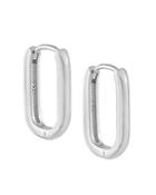 Adinas Jewels Oval Huggie Hoop Earrings In Sterling Silver