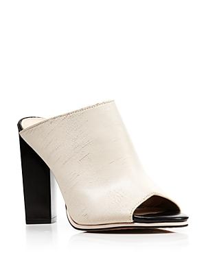French Connection Slashed Leather Mule Sandals - Abs High Heel