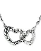 David Yurman Sterling Silver Cable Collectibles Diamond Heart Pendant Necklace, 15-17