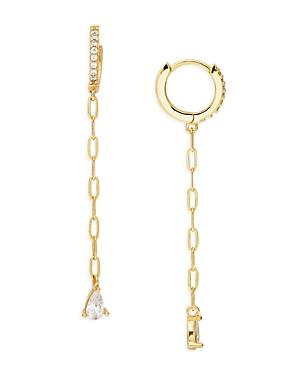 Argento Vivo G Cubic Zirconia Chain Drop Huggie Hoop Earrings