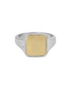 Allsaints Men's Square Signet Ring In Two Tone Sterling Silver
