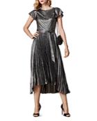 Karen Millen Metallic Striped Pleated Dress