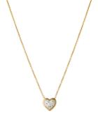Links Of London Pave Heart Pendant Necklace In 18k Gold-plated Sterling Silver, 17.7